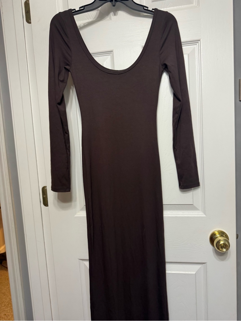 Forever 21 Brown Long Sleeve Scoop Neck Maxi Dress